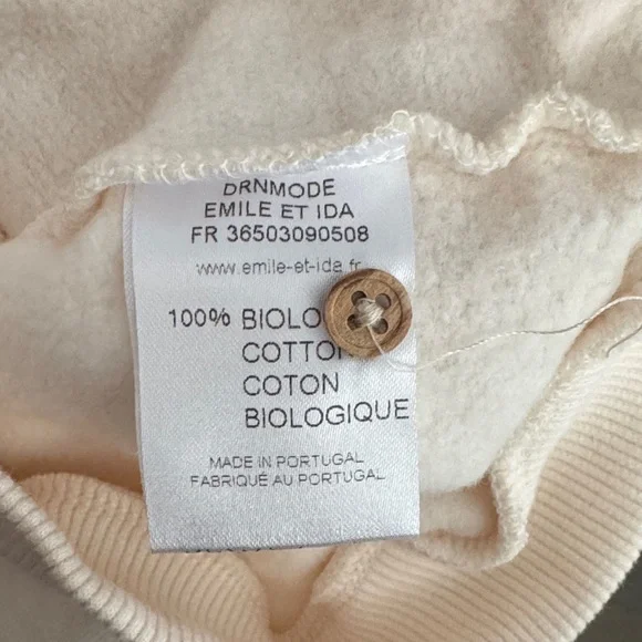 Emile et Ida Baby Cream Embroidered Cherry Collar Sweatshirt | 6M - Picture 9 of 9